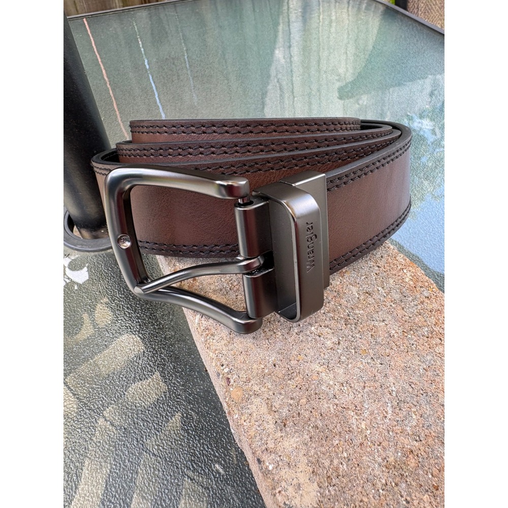 Wrangler Mens Reversible Belt Brown Black Leather Gunmetal Buckle Sz 50 RN139964